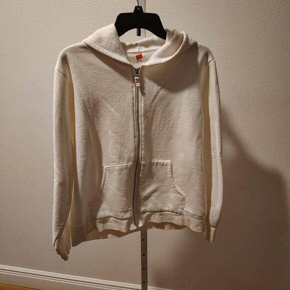 Hanes Tops - Hanes Women's White Hoodie Hooded Jacket Size XL Full Zipper in Front
